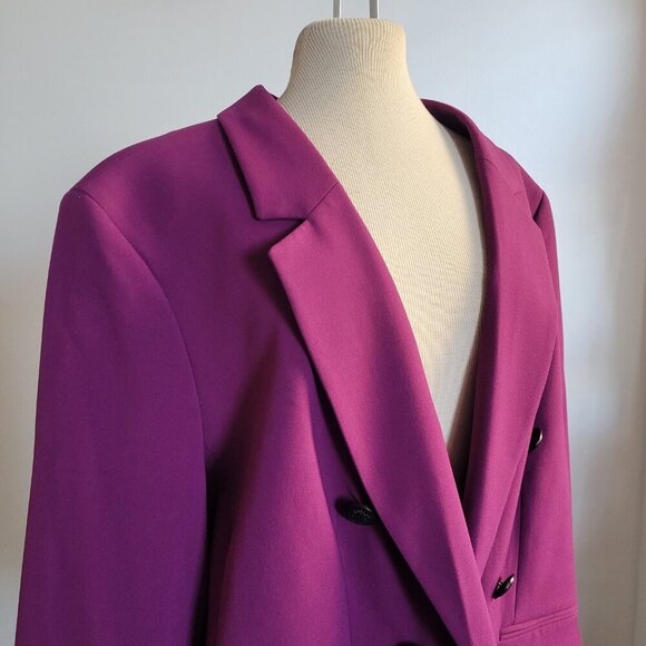 Bar III Women's Plum Compression Faux Double-Breasted Blazer (Size: 2X) - Picture 12 of 16